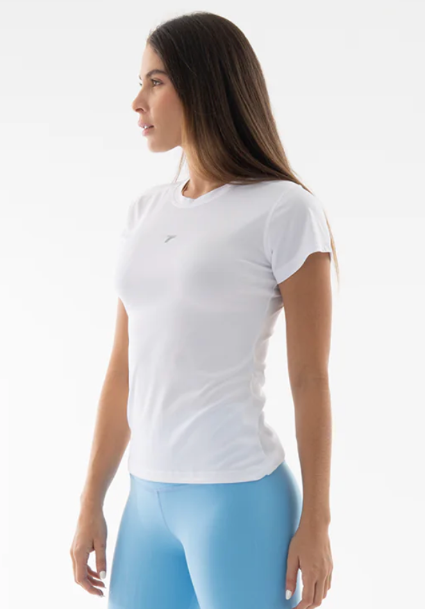 Camiseta manga corta microfibra blanca mujer