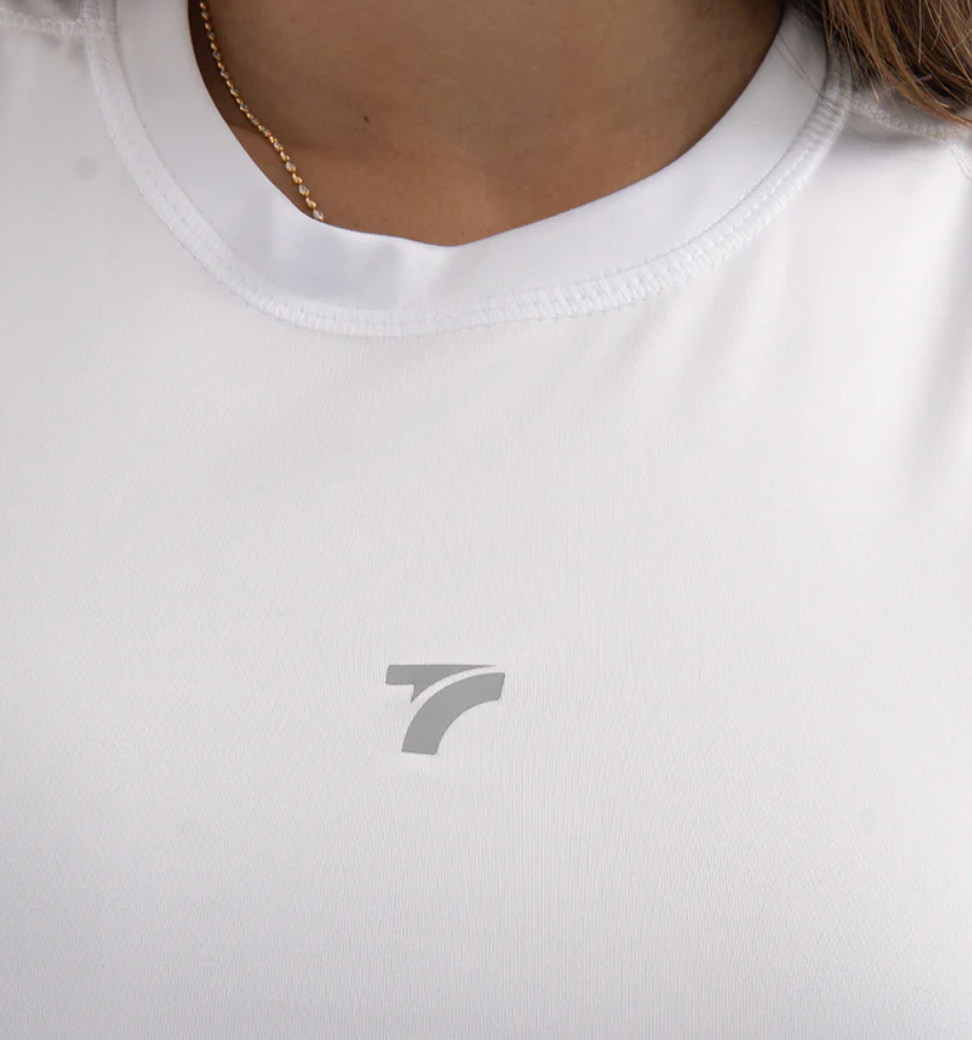 Camiseta manga corta microfibra blanca mujer