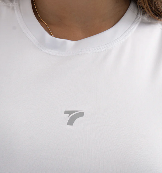 Camiseta manga corta microfibra blanca mujer