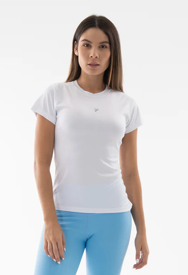 Camiseta manga corta microfibra blanca mujer