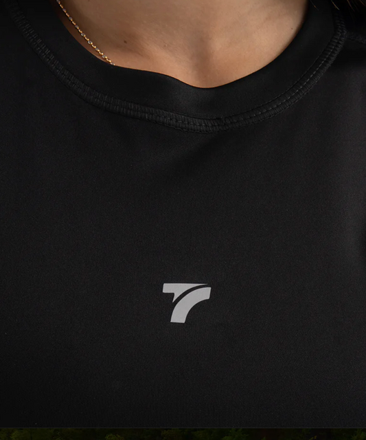 Camiseta manga corta microfibra negra mujer