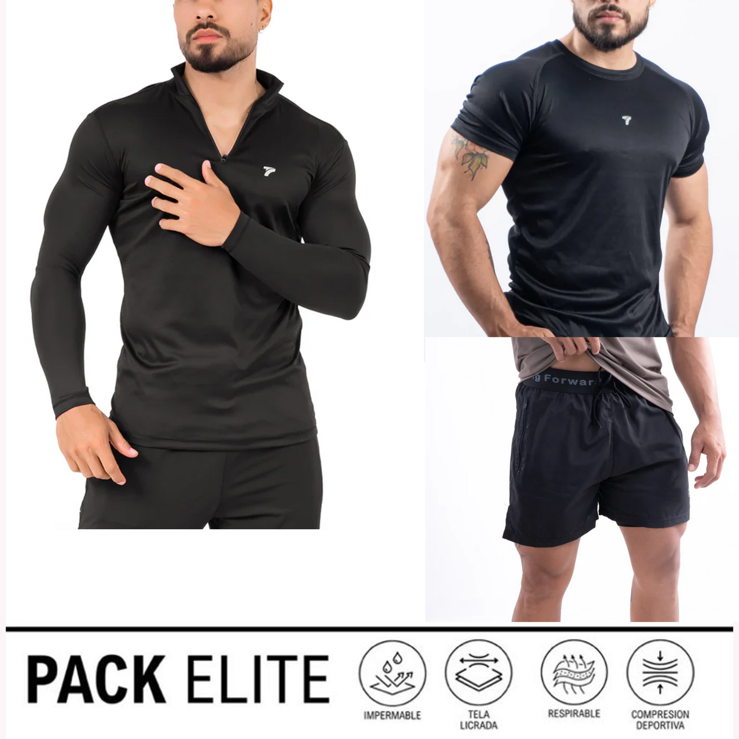 Combo FIT PREMIUM HOMBRE: Buzo Deportivo Rolling + Camiseta microfibra + pantaloneta running
